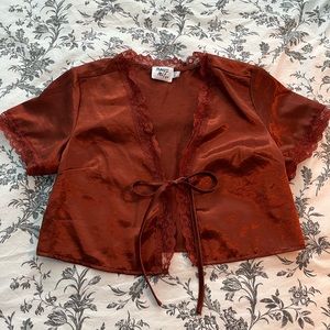 Satiny Tie Up Cropped Bolero/Shrug